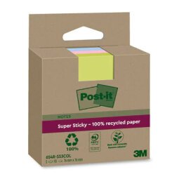 Recycling Notes assorties Super Sticky 76 x 76 mm - bloc de 70 feuilles