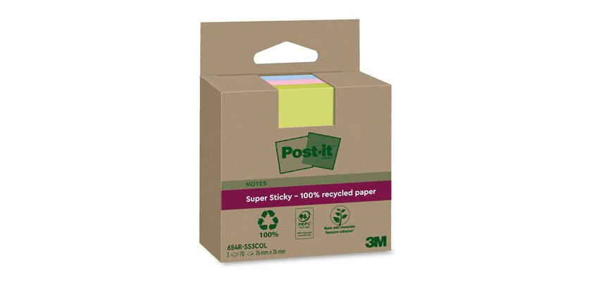 Bloc-note super sticky Recycling notes, coloré