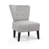 Fauteuil Brighton en bois et polyester pied Noir revêtement Gris clair, L640 x H820 x P650 cm