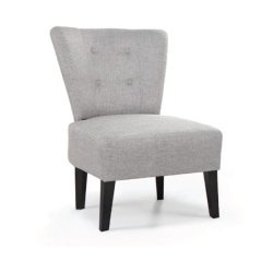 Fauteuil Brighton en bois et polyester pied Noir revêtement Gris clair, L640 x H820 x P650 cm