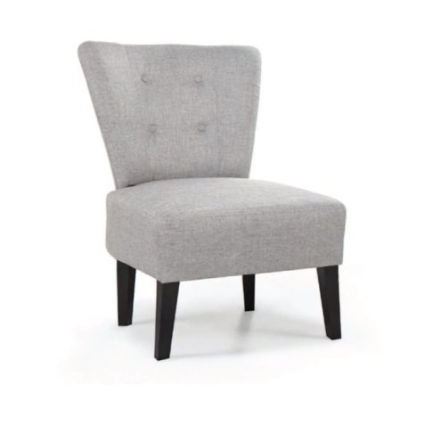 Fauteuil Brighton en bois et polyester pied Noir revêtement Gris clair, L640 x H820 x P650 cm