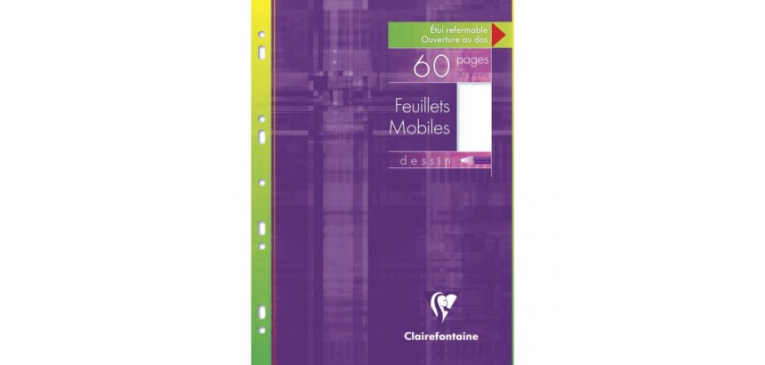 Feuillets mobiles Dessin sous étui A4 60 pages uni - Blanc