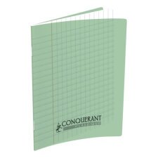 Conquérant 9 Cahier piqûre 32 pages grands carreaux Seyès interligne 3mm 17x22cm Couv polypro 90g.