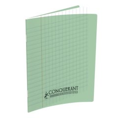 Cahier Conquerant classique agrafe 170x220 32p 90g seyes 3mm polypro vert