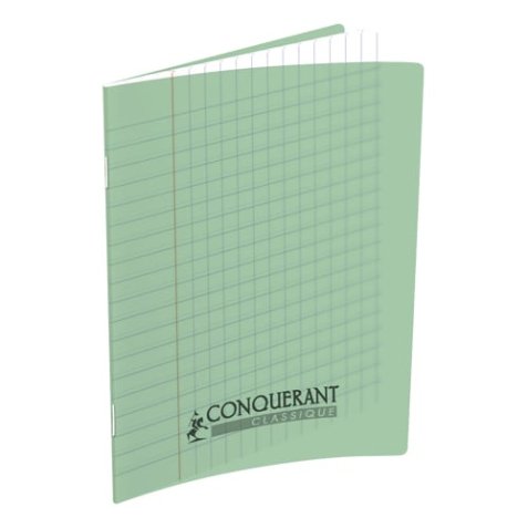 Cahier Conquerant classique agrafe 170x220 32p 90g seyes 3mm polypro vert