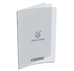 Cahier poésie piqué conquérant classique couverture transparente polypropylène a4+ 24x32cm 48 pages 90g séyès incolore