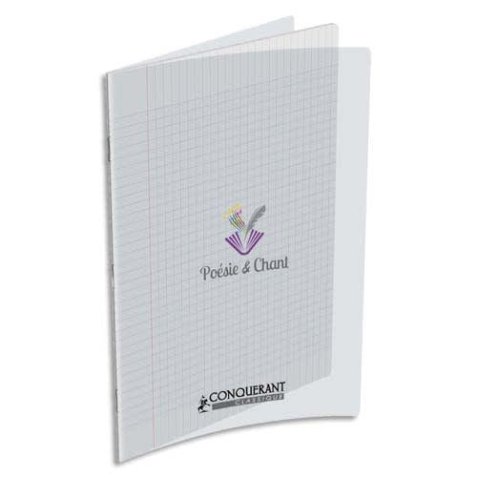 Cahier de poésie 24x32cm 48 pages grands carreaux Seyès. PP incolore