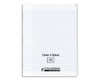 Cahier a rabat Conquerant classique agrafe 170x220 96p 90g seyes polypro incolore