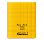 Cahier a rabat Conquerant classique agrafe 170x220 96p 90g seyes polypro jaune