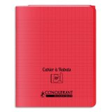Cahier a rabat Conquerant classique agrafe 170x220 96p 90g seyes polypro rouge