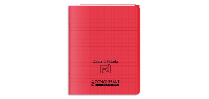 Cahier a rabat Conquerant classique agrafe 170x220 96p 90g seyes polypro rouge