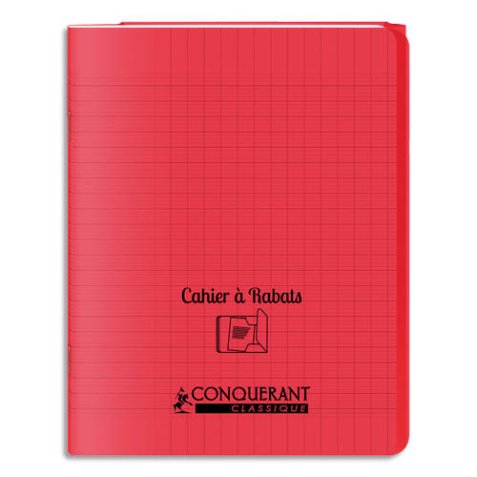 Cahier a rabat Conquerant classique agrafe 170x220 96p 90g seyes polypro rouge