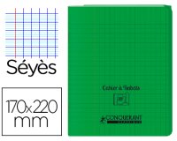 Cahier A Rabat Conquerant Classique Agrafe 170X220 48P 90G Seyes Polypro Vert