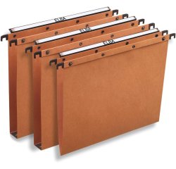 Dossier suspendu l'oblique carte canson kraft orange 240g tiroir entraxe 330mm h250mm fond v barette acier boîte 25u
