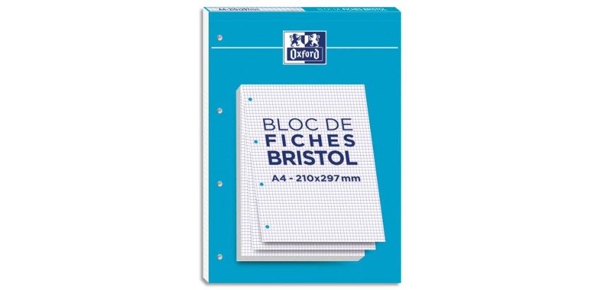 Ficha de índice Oxford de 297 x 210 mm con cuadrícula de 5 x 5 - Bloc de 30 tarjetas encoladas