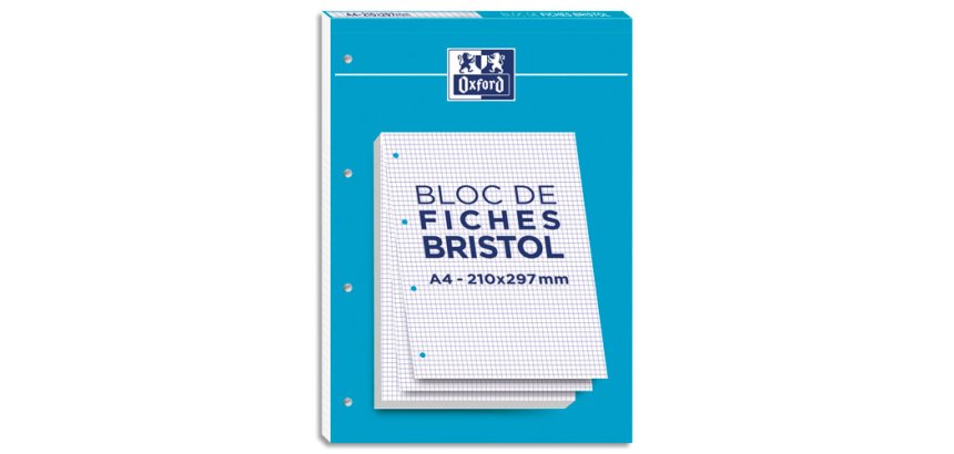 Ficha de índice Oxford de 297 x 210 mm con cuadrícula de 5 x 5 - Bloc de 30 tarjetas encoladas