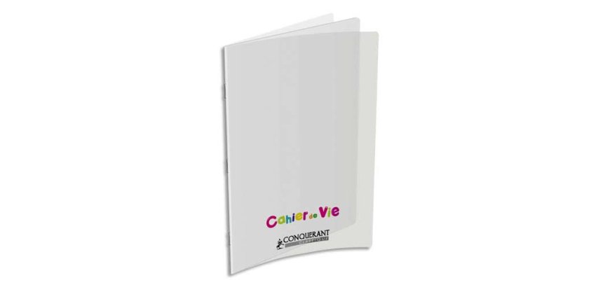 Cahier vie agrafé conquérant classique couverture polypropylène a4+ 24x32cm 96 pages 48 lignées 10mm/48 unies 90g
