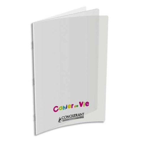 Cahier de vie 24x32cm 96 pages, 90g, ligné 8mm + uni, couverture polypro incolore