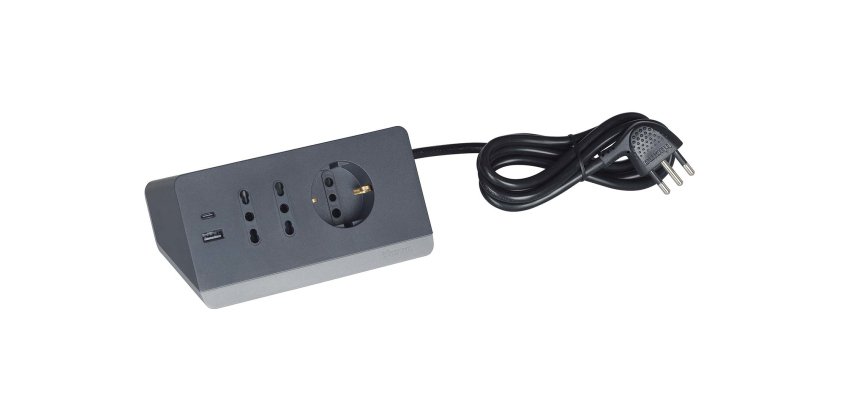 bticino S3711GBU power extension 2 m 3 AC outlet(s) Indoor Grey
