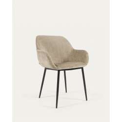 LF Chaise Lot de 4 fauteuils Konna en chenille beige
