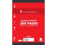 Feuillet mobile conquérant sept a4 210x297mm 200 pages 90g 5x5mm perforé coloris blanc