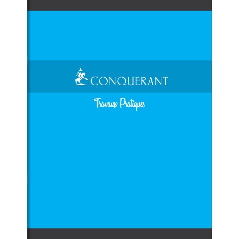 Cahier travaux pratiques Conquérant - 17x22 cm - 32 pages Seyès + 32 pages unies - Couverture carte