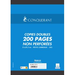 Copies doubles 200 pages 5 x 5 21 x 29,7 cm  Conquérant - non perforées