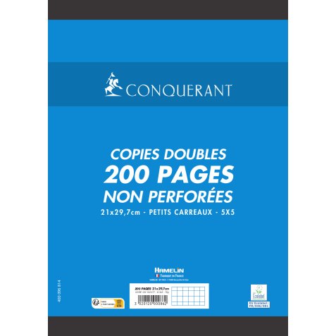 Copies doubles 200 pages 5 x 5 21 x 29,7 cm  Conquérant - non perforées