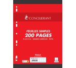 Feuillet mobile conquérant sept a4 210x297mm 200 pages 90g séyès perforé coloris blanc