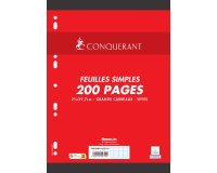 Feuillet mobile conquérant sept a4 210x297mm 200 pages 90g séyès perforé coloris blanc