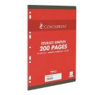 Feuillet mobile conquérant sept a4 210x297mm 200 pages 90g séyès perforé coloris blanc