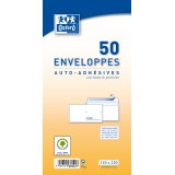 Paquet de 50 enveloppes Blanches pré-casées auto-adhésives 80g format 110x220mm DL