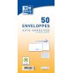 Paquet de 50 enveloppes Blanches pré-casées auto-adhésives 80g format 110x220mm DL