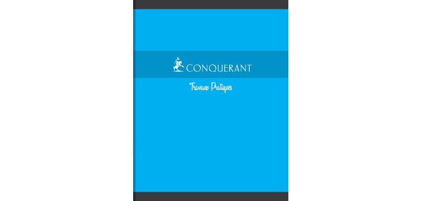 Cahier travaux pratiques piqué conquérant sept couverture offset a5+ 17x22cm 96 pages 70g 48 séyès/48 unies