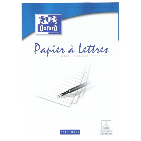 Bloc de correspondance Oxford endosse 148x210 100p optik p. ligne 8mm