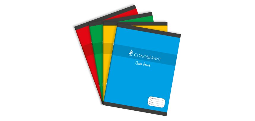 Cahier Conquerant 7 agrafe 170x220 96p 60g seyes assorti