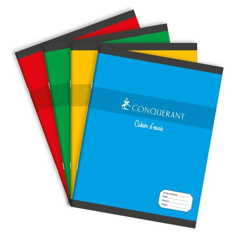 Cahier Conquerant 7 agrafe 170x220 96p 60g seyes assorti