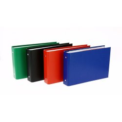 Classeur à fiches format A5 à l'italienne, 2 anneaux dos 2,5 cm en balacron. Coloris assortis