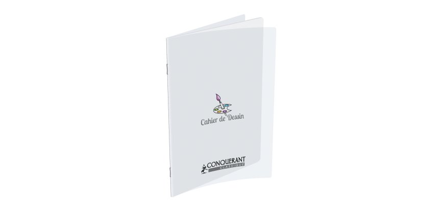 Cahier dessin oxford couverture polypropylène transparent a4+ 24x32cm 48 pages papier dessin uni
