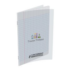 Cahier Travaux Pratique piqûre 17x22cm 32 pages Seyès+32 pages unies.Couverture PP incolore