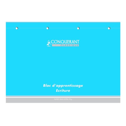 Bloc ecriture Conquerant classique endosse 4 trous 210x297 paysage 160p 90g dl3/10 aqua