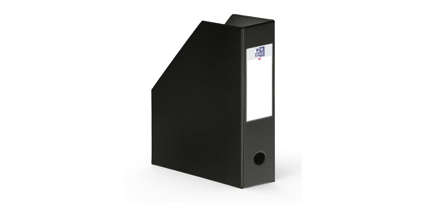 Boîte classement elba pan coupé pvc 320x240mm dos 100mm trou préhension porte-étiquette soudé livré plat coloris noir