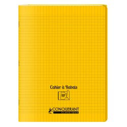 Cahier a rabat Conquerant classique agrafe 240x320 48p 90g seyes polypro jaune