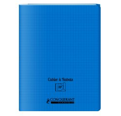 Cahier A Rabat Conquerant Classique Agrafe 240X320 96P 90G Seyes Polypro Bleu