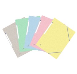 Chemise oxford top file+ carte lustree a4 210x297mm 3  rabats elast etiquette dos    coloris assortis pastel lot 5