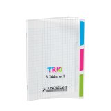 Cahier 3EN1, agrafé, 17x22 cm, 96 pages, 90g, Seyès, couverture polypro incolore + 3 onglets