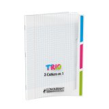 Cahier 3 sections Conquerant classique agrafe 240x320 96p 90g seyes polypro incolore