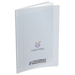 Cahier de poésie et chant, agrafé, A4 90g 96p, Seyès/uni dessin, couverture polypro incolore