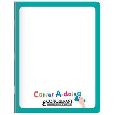 Cahier ardoise Conquerant classique agrafe 170x220 48p 90g seyes aqua