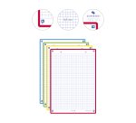 Fiche bristol 210 x 148 mm quadrillée 5 x 5 perforée couleurs assorties Oxford Révision 2.0 - Sachet de 32